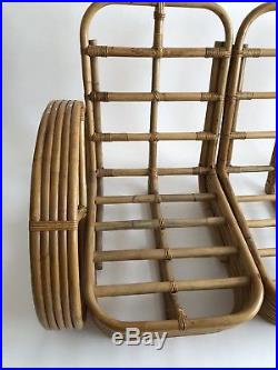 Paul Frankl Style Vintage Round Pretzel Bamboo Rattan Sofa Couch 8
