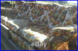 008 Vintage Deville Furniture Funky Floral Fruit Pattern 1970s 1980s Sofa Couch