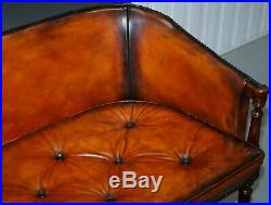 130cm Wide Restored Hand Dyed Whisky Brown Leather Regency Chesterfield Sofa
