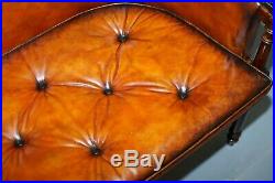 130cm Wide Restored Hand Dyed Whisky Brown Leather Regency Chesterfield Sofa