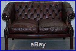 142cm Wide Chesterfield Lutyen's Style Viceroy's Oxblood Leather Two Seat Sofa