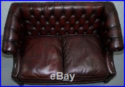 142cm Wide Chesterfield Lutyen's Style Viceroy's Oxblood Leather Two Seat Sofa