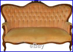 17669 Victorian Rose Carved Civil War Era Sofa