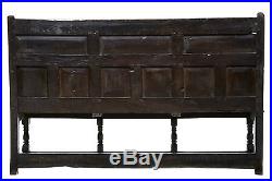 17th Century English Oak Panel Back Settle Bench