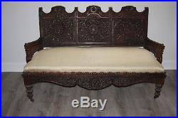 1800-1900s MASTERPIECE ANGLO-INDIAN HAND-CARVED SOLID ROSEWOOD ASIAN SOFA