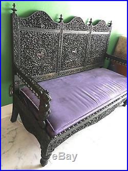 + 1830s MASTERPIECE ANGLO-INDIAN SETTEE! HAND-CARVED SOLID ROSEWOOD! ASIAN SOFA