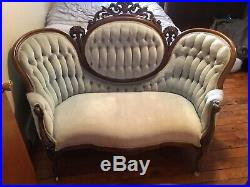 1850s Antique Victorian Loveseat Couch Seat