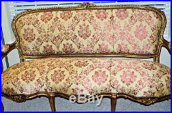 1860-1880 antique sofa and 2 chairs Louis XV Style Giltwood Parlor Suite