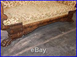 1870 Fabulous American Empire Carved Mahogany Settee