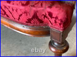 1870s renaissance revival victorian parlor sofa settee carved walnut & burl