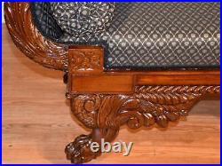 1880 Antique American Empire carved Mahogany Loveseat / sofa