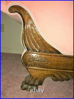 1880s Victorian Fainting Couch, Hand Carved Oak, Statement Piece Pre 1900 Carved