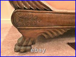 1880s Victorian Fainting Couch, Hand Carved Oak, Statement Piece Pre 1900 Carved