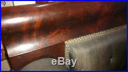 1890 very sturdy (!) Empire Style Mahogany Veneer Couch with orig black horsehair