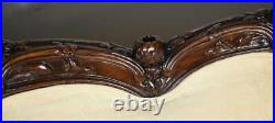 1890s Antique French Louis XV carved Walnut living room sofa / couch spring-seat