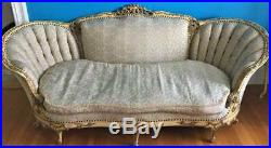 1900's Antique FRENCH CARVED Couch, SetteeTUFTEDLOUIS XVORNATE ROCOCOpickup