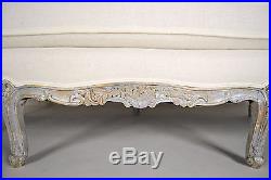 1900's French Louis XVI Sofa or Settee with Painted Carved Frame & New Fabric