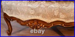 1910 Antique French Louis XV Mahogany spring-seat living room sofa / used fabric