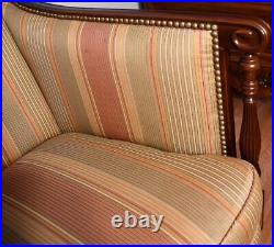 1910 Antique Hickory English Sheraton Mahogany & Maple inlay spring-seat Sofa