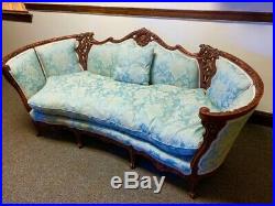 1910 Antique unique chair/couch set with hand carved wood