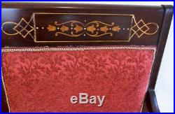 1910s Antique English Edwardian Mahogany Inlaid Mother of pearl Settee Loveseat