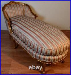 1920 Antique French Louis XV Mahogany gold gilded Chaise lounge