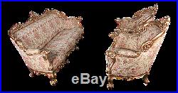 1920s French Louis XVI Style Carved Gold Gilt Three-Piece Parlor Set
