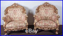1920s French Louis XVI Style Carved Gold Gilt Three-Piece Parlor Set