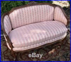 1920s French Louis XV Carved Mahogany small Love-seat Sofa, spring seat