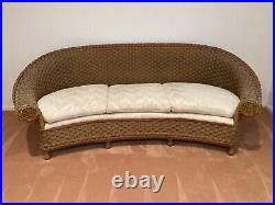 1930's paper wicker sofa, excellent condition, cream fabrics cushions