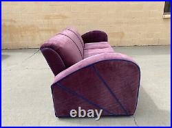 1930s Art Deco Sofa and Club Chair in Purple Velvet