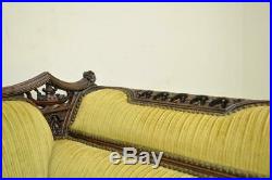 1930s Mahogany Chinese Chippendale Transitional Swan and Serpent Carved Sofa
