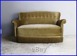 1930s mid century Danish 2 seat sofa in gold velour
