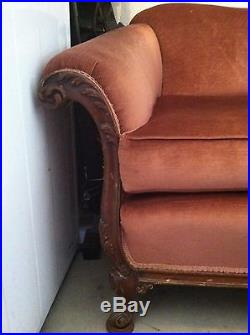 1940's Antique Sofa Chippendale Style Camelback