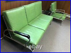 1950's Mid Century chrome 3 cushion couch By Chromcraft