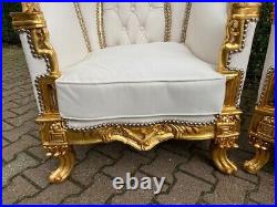 1950s French Louis XVI Baroque 5 pcSofa and Chair Set Lounge in Gold and White