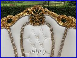 1950s French Louis XVI Baroque 5 pcSofa and Chair Set Lounge in Gold and White