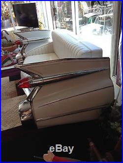 1959 Real White Cadillac Rear End Car Couch Sofa Love Seat White Leather