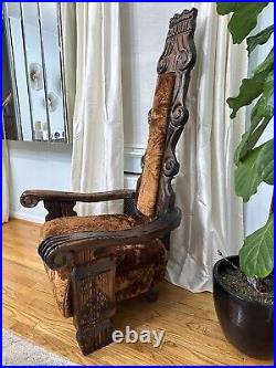 1960 Tiki Witco Jungle Room Velvet Carved Sofa Chair Orange Fabric Elvis Presley