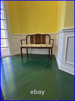 1960's Chinoiserie Pagoda Settee With Floral Upholstery