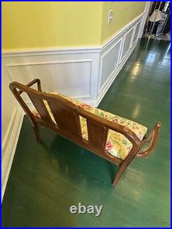 1960's Chinoiserie Pagoda Settee With Floral Upholstery