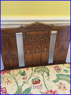 1960's Chinoiserie Pagoda Settee With Floral Upholstery