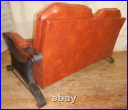 1960's Mid Century Modern LOVE SEAT Scoop Couch Iron Arms & Legs 2 seater