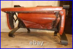 1960's Mid Century Modern Recliner Scoop Chair Iron Arms & Legs Coral & Black