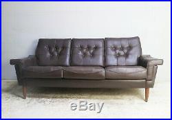 1960s Danish mid century leather sofa