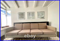 1960s Mid-Century Modern Tuxedo Upholstery Chrome Sofa Harvey Probber Style