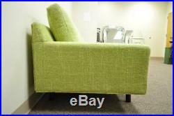 1960s Vintage Mid Century Modern Green Square Frame Upholstered Modernist Sofa