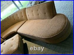 1962 MCM Mid Century Modern Circular Sectional Sofa Brown Wool Tweed Curved