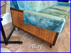 1964 Danish Midcentury Modern Selig Imperial Sofa with wood caning