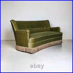 1970s, Danish 3-seater Banana sofa, original green velour